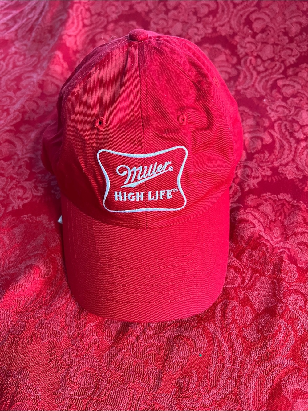 Miller High Life Red Baseball Cap Adjustable Strapback Hat 100% Cotton